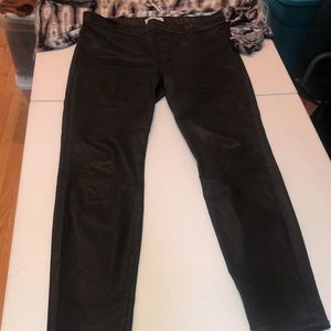 Madewell size 32 black high waist coated pull on jeans with stretch some sheen
